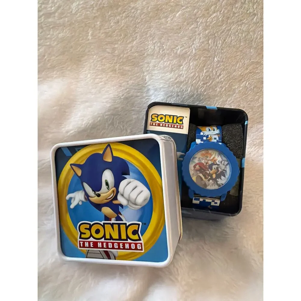 Accutime Sonic The Hedgehog Digital Watch Quartz LCD Flashing LED Lights NEW Tin